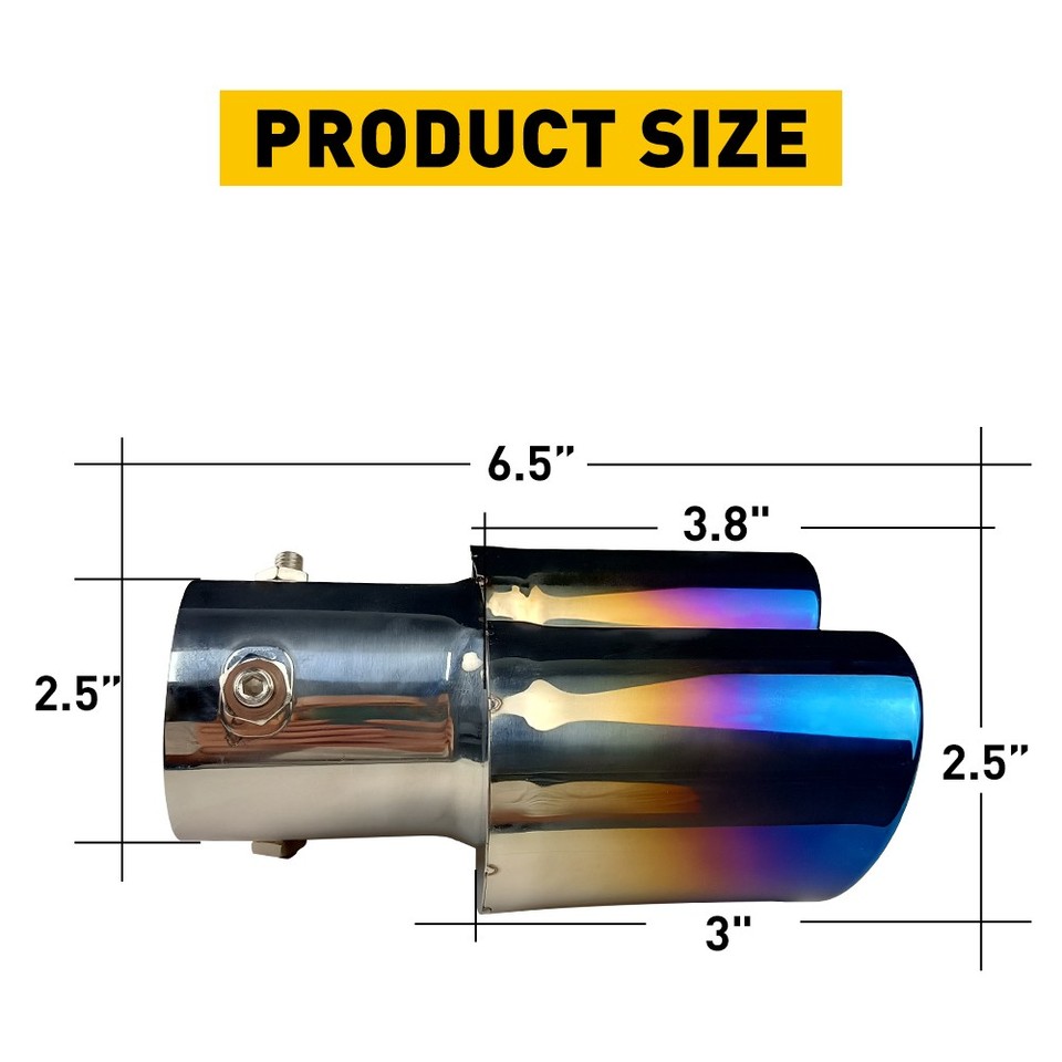 2.5Inch In 4Inch Out Stainless Chrome Car Tail Rear Exhaust Muffler Pipe Tip Cut - Foto 4