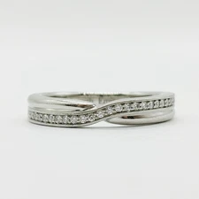 NO TARIFF Harry Winston Ring One Row Natural Diamond Platinum 4709854