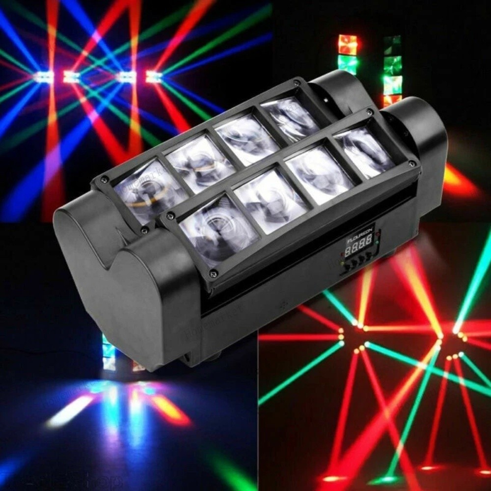 8 LED Spider Moving Head LED Stage Lighting Beam DJ Light DMX Disco Party Show