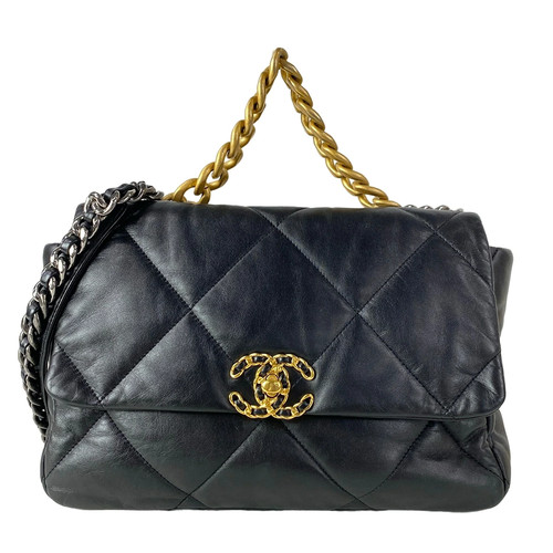 Chanel 19 Large Flap Bag AS1161 Shoulder Lambskin Black Unisex #BEB064