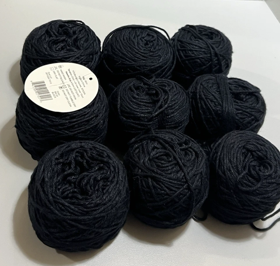 Hilo SEDA BAMBÚ Ella Rae NEGRO 50gr ea. Juego de 9 mezcla de bambú/seda Foto 4 de 4