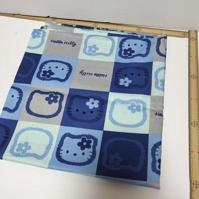 Hello Kitty blau bedruckter Stoff 1 m seidig weich frühe Heisei Vintage Japan