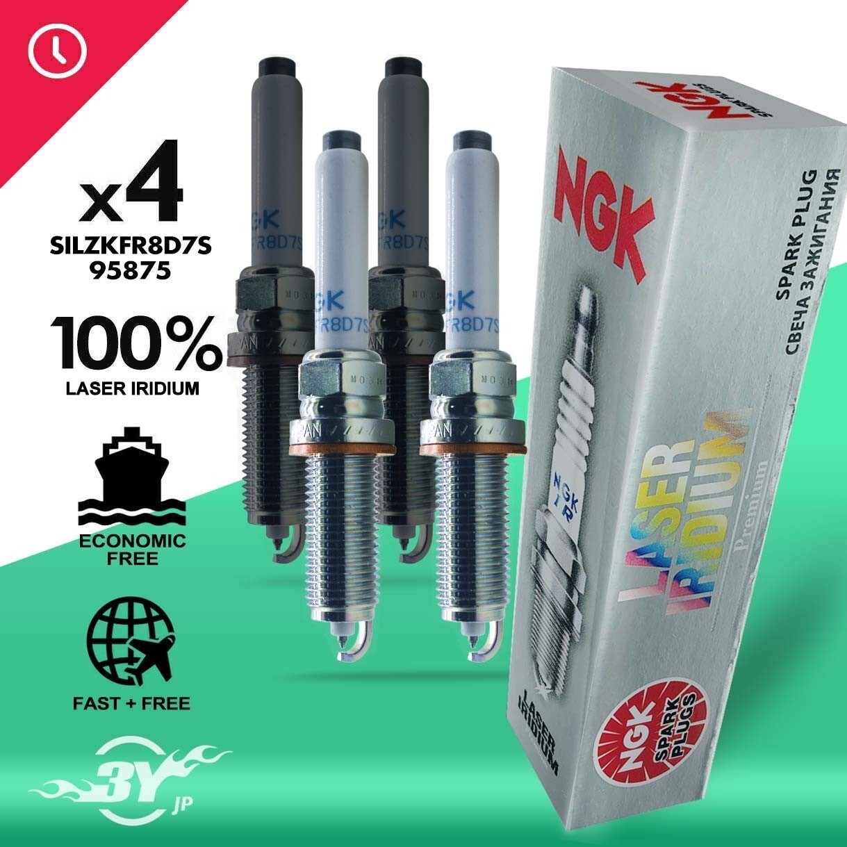 4PC Spark Plugs SILZKFR8D7S 95875 For Mercedes Benz V6 3.0 NGK High Ignitability
