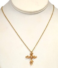 14K Gold Cross with Diamond & 19.5" Chain