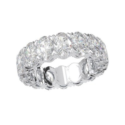 14k Gold 7carat Oval Lab-Created Diamond Open Gallery Eternity Band Ring FG VS