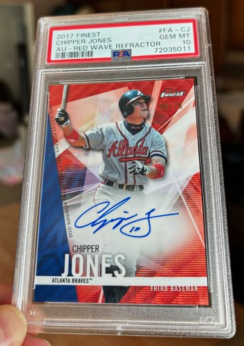 2017 Topps Finest Baseball Chipper Jones Red Wave Auto /25 PSA 10 Gem Mint