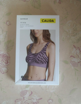 CALIDA Elastic Trend Bustier Soft BH Tiger Print grape violet XS (=S 36/38) NEU!