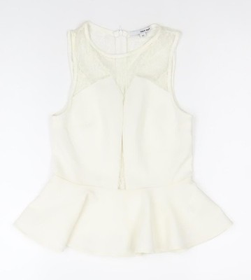 Tally Weijl Damen Bluse Elfenbein XS Ärmellos Spitze Schößchen