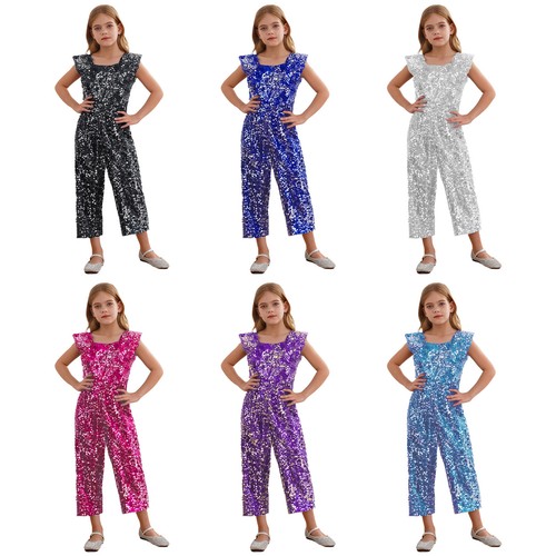 Girls Special Occasion Dress Dazzling Sparkly Outfit Fashion-forward Jumpsuit - Picture 2 of 64