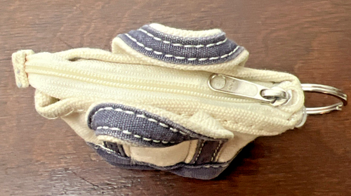 Vintage LL Bean Mini Canvas Tote Keychain Coin Purse in Blue 3" Zip Top - Picture 4 of 9