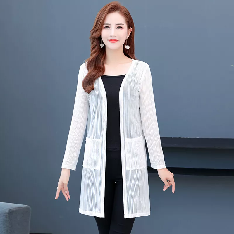 White sheer cardigan with deals sleeves