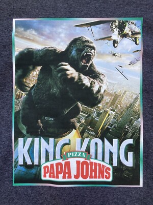 Papa John s Papa Johns Pizza King Kong Shirt XL T-Shirt Uber Rare NEW
