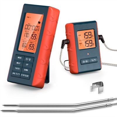 Digital Wireless Remote Meat Thermometer Cooking 2 Probes Oven BBQ Grill Smoker