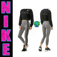 Nike Women's Sportswear Air Logo Taped 7/8 HR Leggings Size XS Grey CV8570