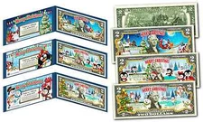 MERRY CHRISTMAS Colorized XMAS Genuine Legal Tender $2 US Bills (SET OF ALL 3) 