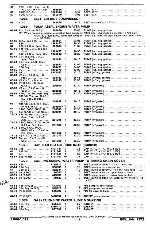 1949-1962 Oldsmobile 88 98 Starfire NOS GM V8 NON AC Water Pump # 555717 382690 - Image 2 of 4