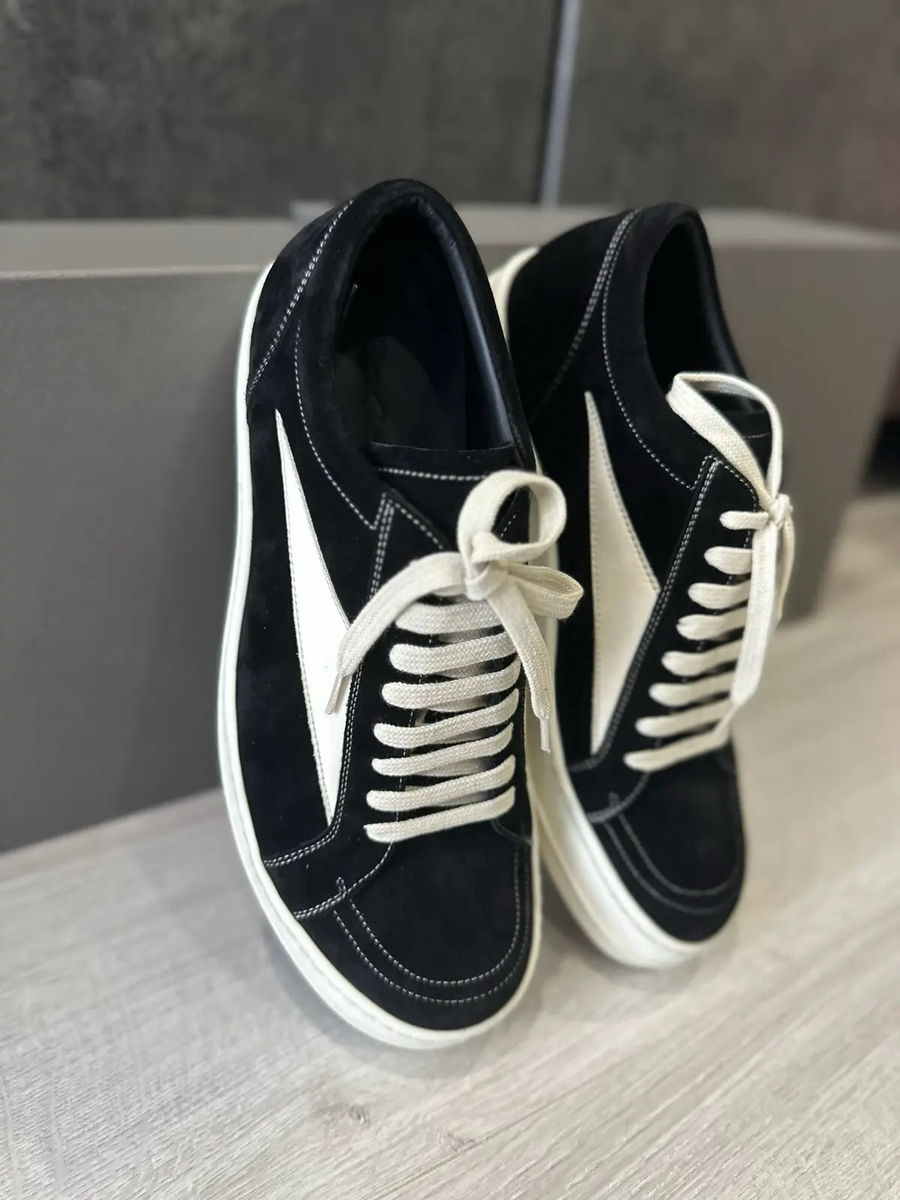 RICK OWENS STROBE VINTAGE SNEAKS　42 Rick Owens Strobe Vintage Low Black Suede Men's - RU01C4897