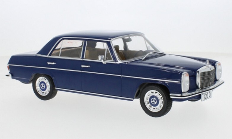 Mercedes 200 D W115 cadeau idéal passionné automobile miniature 1/18 MCG bleue