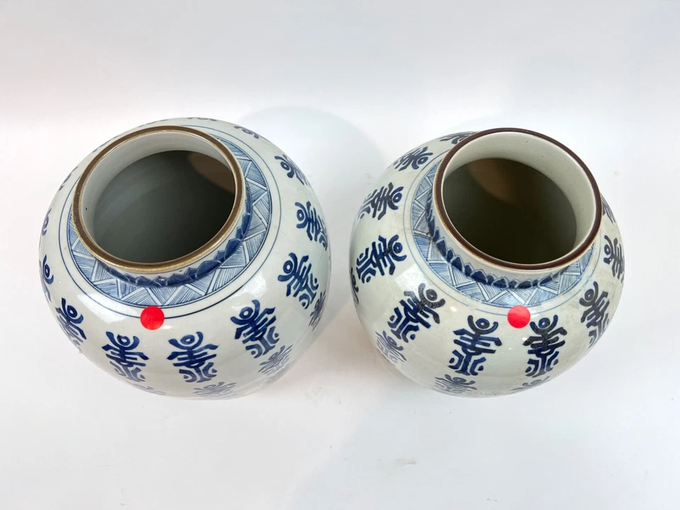 Пара сине-белых китайских горшков - ХОРОШЕЕ СОСТОЯНИЕ ТОВАРА - Изображение 2 из 3