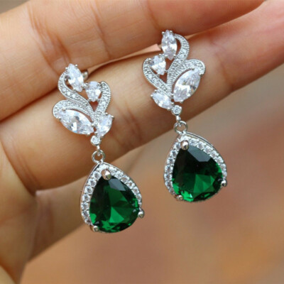 Gorgeous Women 925 Silver Filled Drop Earring Cubic Zircon Wedding Jewelry Gift