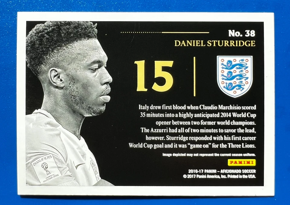 2016-17 Panini Aficionado Soccer #38 Daniel Sturridge England ⚽️ NM or Better - Image 2 of 3