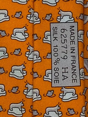 Hermes 625779 HA orange Polar Bear 100% silk tie NIB with tags | eBay