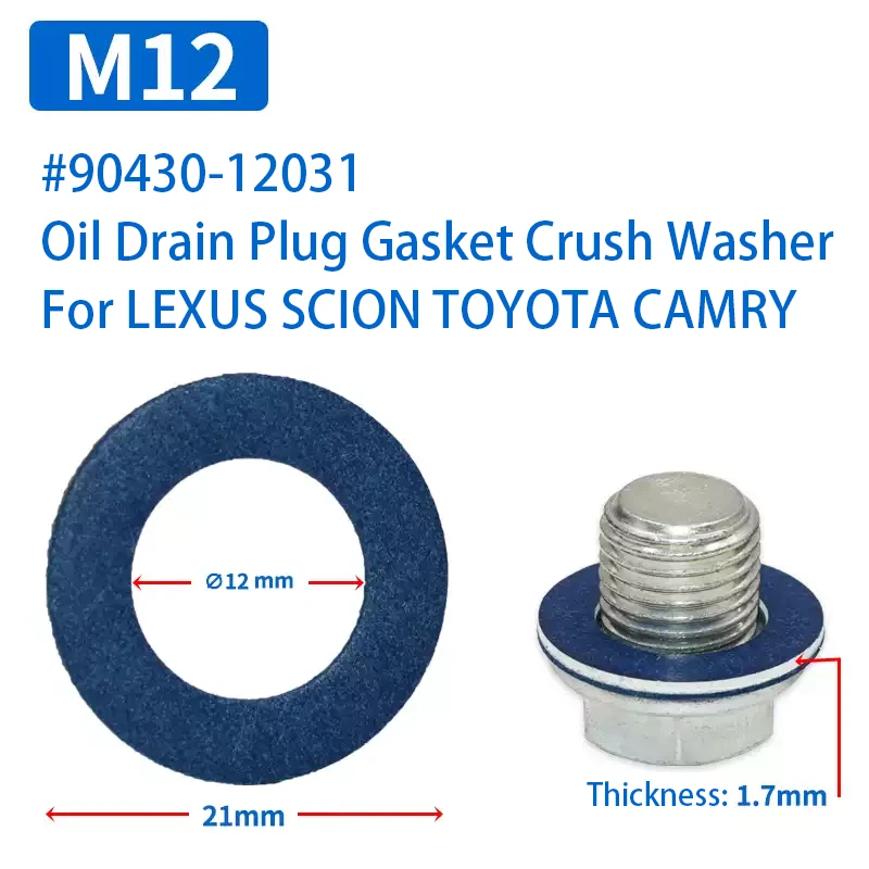 Arandela de aplastamiento de junta de tapón de drenaje de aceite 100X 90430-12031 para Toyota 4Runner 4,0 L V6 Foto 2 de 4