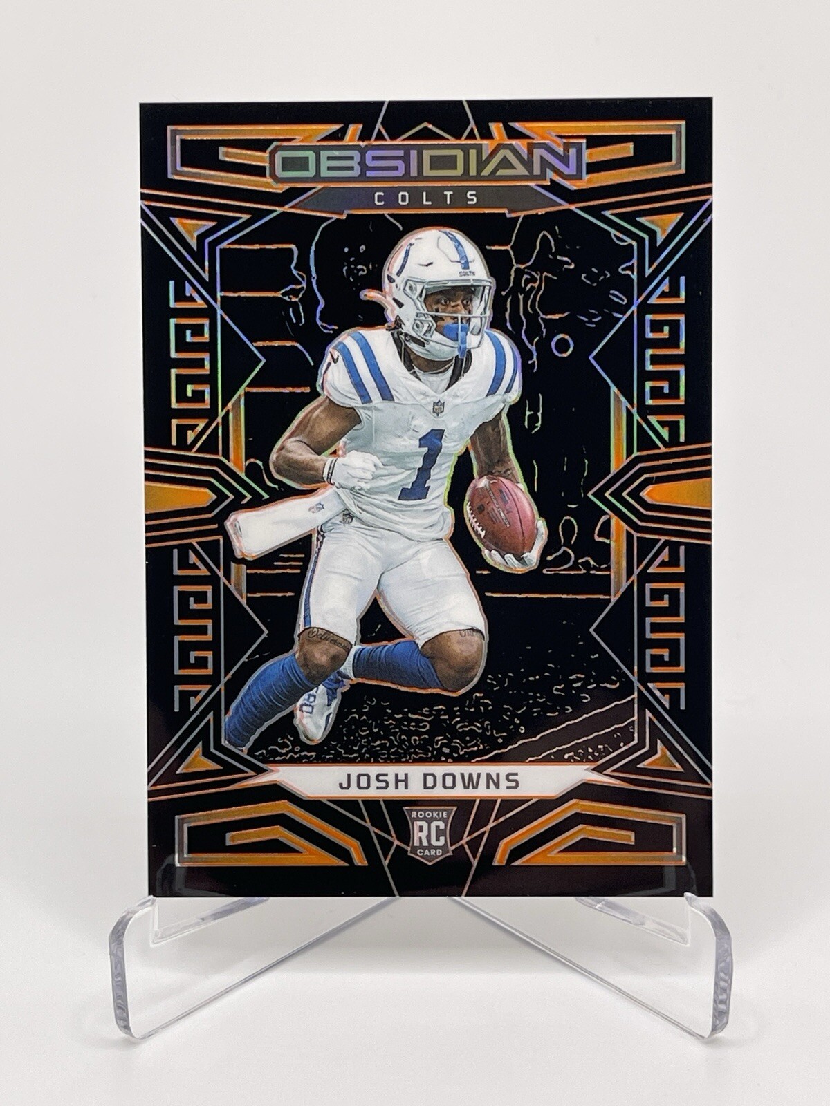 2023 Panini Obsidian Josh Downs Electric Etch Orange RC 14/49