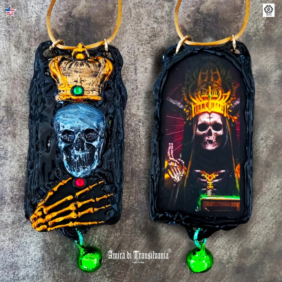 Santa Muerte Talismán Magico Collar Colgante Amuleto Calavera Esqueleto Muerte Joyería Foto 2 de 4
