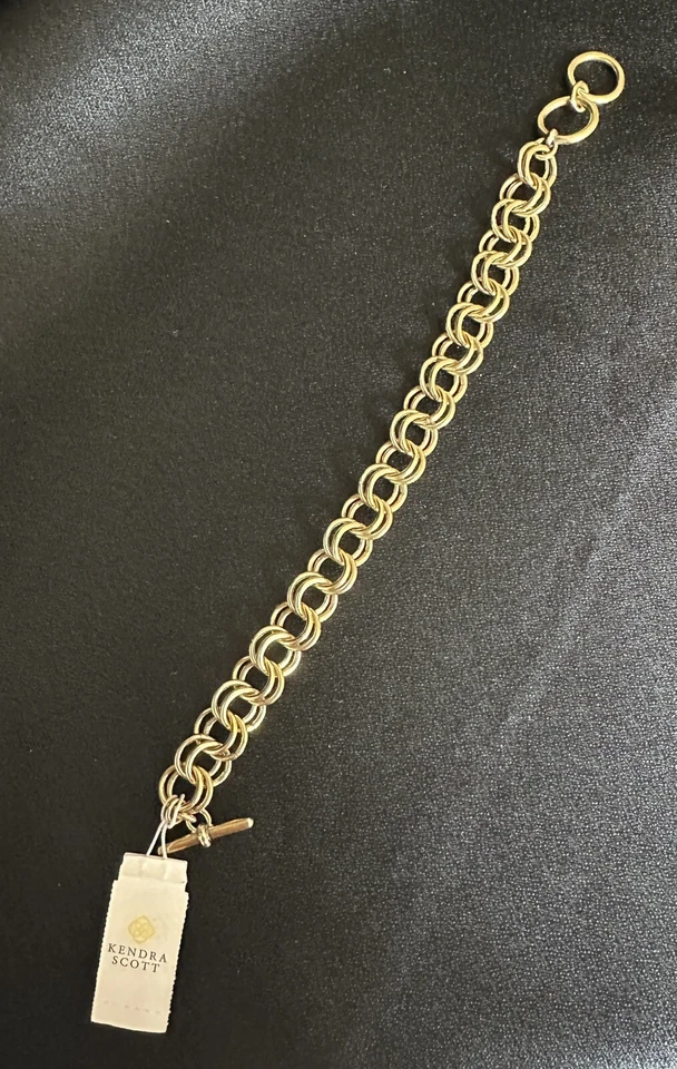 Brazalete Kendra Scott Doble Eslabón Cadena Latón/Color Dorado Vintage Foto 3 de 4