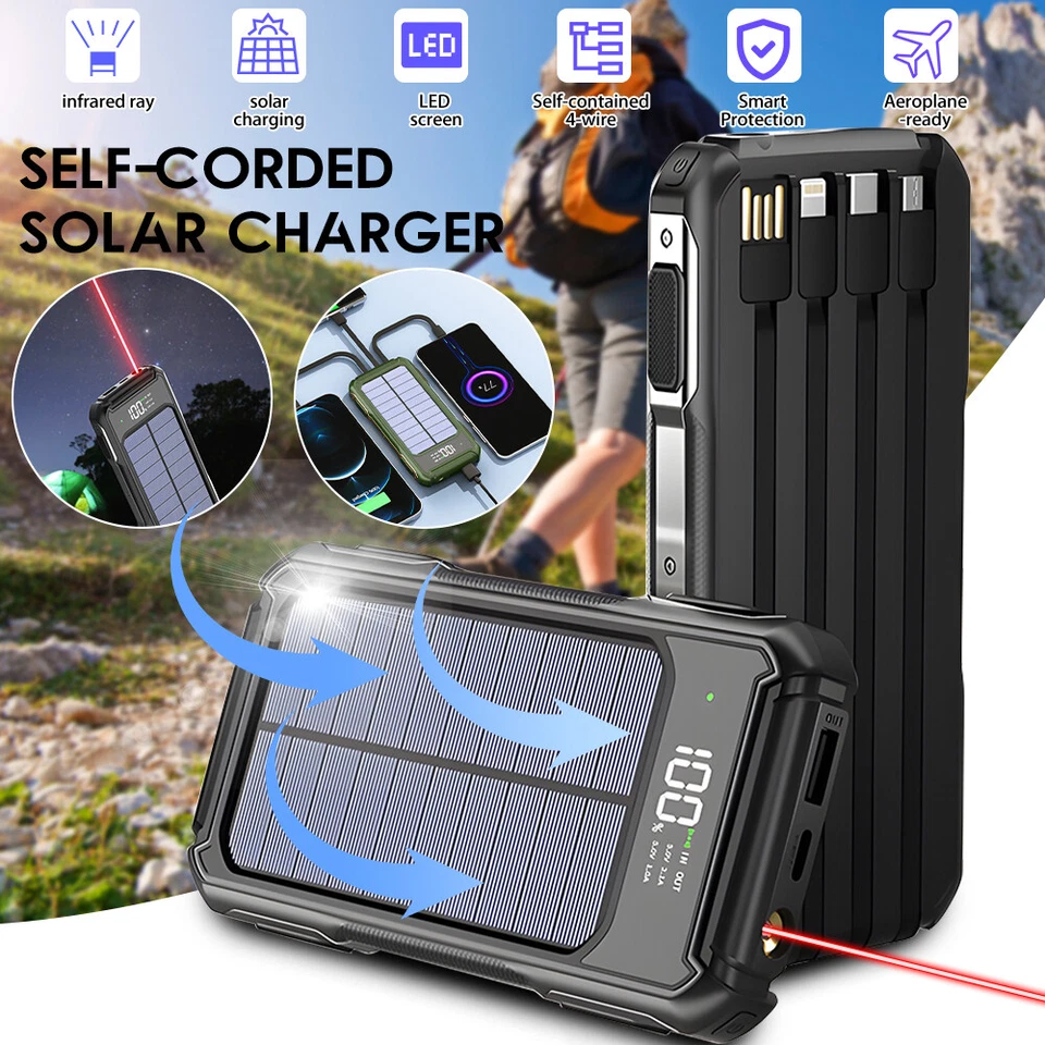 40000mAh Cargador Solar Portátil De Batería Externa Para Teléfonos Celulares Foto 3 de 4