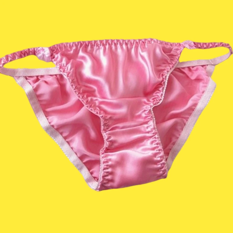2 Pairs 100% Silk Bikinis Mens Underwear Womens Panties Beach Shiny Oil Knickers - Image 2 of 4