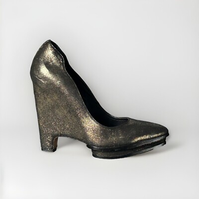 BCBG MAXAZRIA Roxy-2 Wedge Pump Platform Heel Pointy Toe Black/Gold