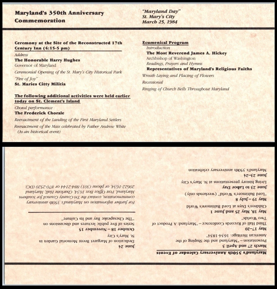 1984 Founding of Maryland 350th year Sc UX101 13c postal card tri-fold folio - Image 2 of 2