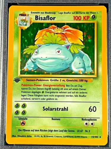 🔥👀📈 1999 Pokémon German Venusaur (Bisaflor) 1st Edition Holo #15 PSA NM-MT 8! - Picture 2 of 3