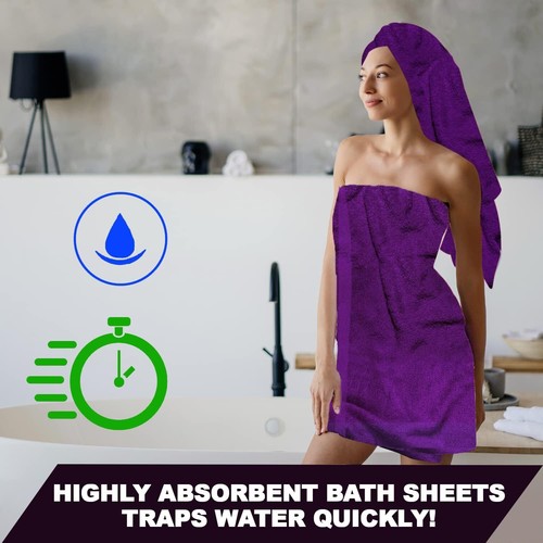 Luxury Egyptian Cotton Bath Towels X Large - 600gsm Bath Sheets -Plum(80x170cm) - Picture 3 of 10