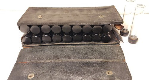 Antique Medical Leather Case W/20 Glass Pill Vials. United Carr Fastener Co. - Picture 19 of 24