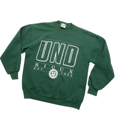#ad Vintage North Dakota Fighting Sioux Sweatshirt Mens L Green NCAA Gear For Sports $47.95