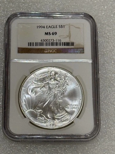 1994 Silver Eagle  NGC MS 69 Brown Label ~ PRISTINE ~ NO SPOTS (116)