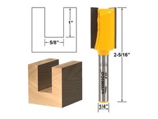 5/8" Diameter X 1" Height Straight Router Bit - 1/4" Shank - Yonico 14954q