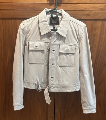 HUDSON Jeans Women's Light Gray Leather Jacket 