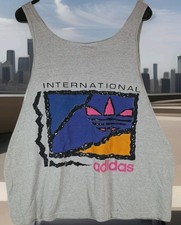 Vintage 90s Adidas Tank Top International Trefoil Single Stitch Made In USA
