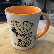 Gibson Peanuts Snoopy & Woodstock Mummy Mug ~ Stoneware Halloween Trick or Treat