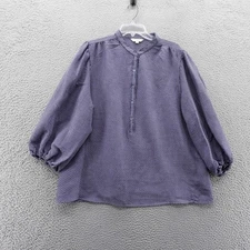 Max Studio Womens 1X Purple Gray Textured Mock Neck Henley Blouse NEW