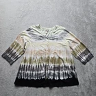 LOGO by Lori Goldstein Top 2X Tunic Cardigan Tie-Dye V-Neck Button Up Pockets
