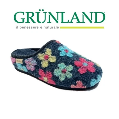 Grunland Ciabatta Donna Pantofola Casa con Zeppa IRRA CI3042 BLU CON FIORI