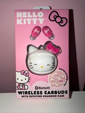 Sanrio Hello Kitty Bluetooth Wireless Earbuds w/ Rotating Face Charging Case NIB