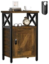 Night Stand with Locking Drawer, Bedside Table with Drawers, Wooden Bed Side ...