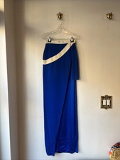 Royal Blue White Leather Skirt Set  Iconic Vintage Women  s Two Piece