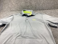 Under Armour Polo Shirt Mens Medium Gray Loose HeatGear